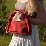 Geanta dama NOVA velur roșu 0034 - imagine 4