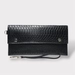 Geanta plic CLUTCH croco negru 0048