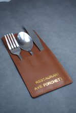 Suport tacâmuri 0057 din piele naturală. - imagine 5